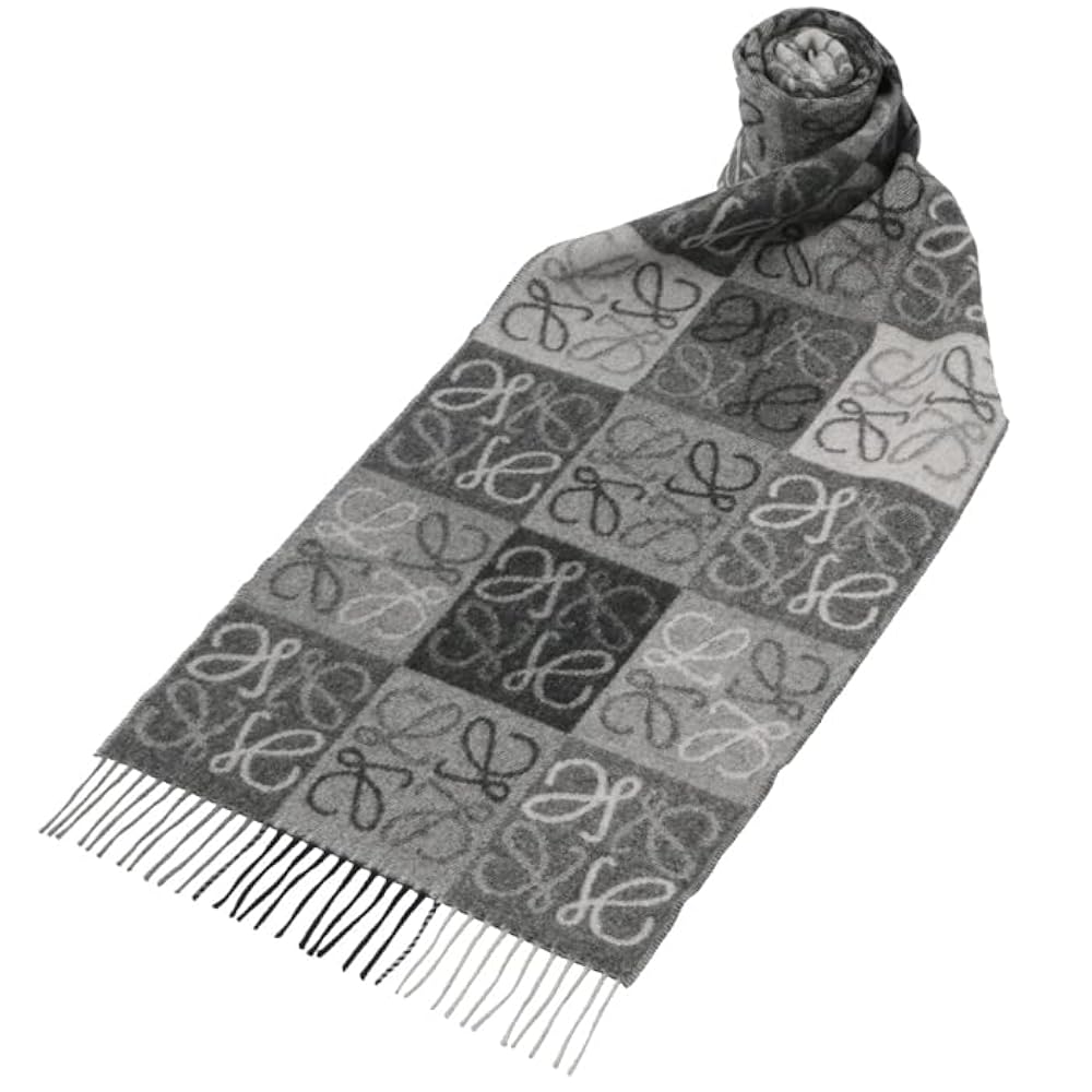 ロエベ ウール×カシミヤ アナグラム マフラー LOEWE ロエベ マフラー バイカラー ストール フリンジ